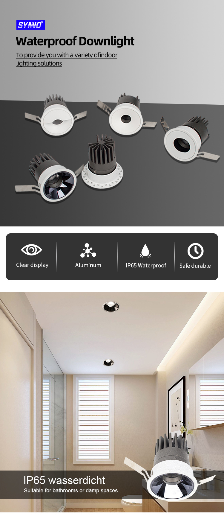 8w waterproof led downlight
