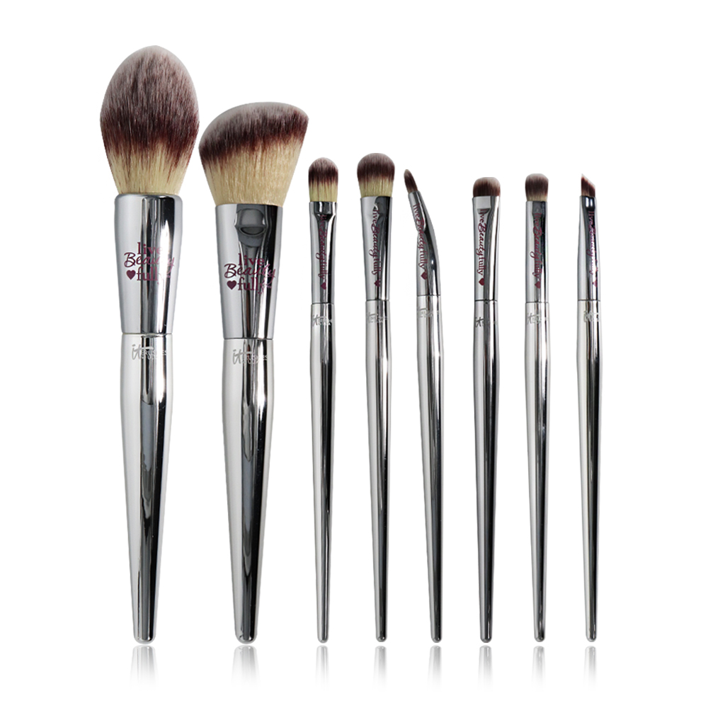 Professional 8/9/19pcs Makeup Brushes Set Live Beauty Fully Silver IT Cosmetic Brush Kit Face Eyes Makeup Tool Collection