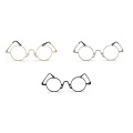 Peekaboo woman small glasses frame men vintage 2019 gold retro round circle metal frame eyeglasses decoration nerd