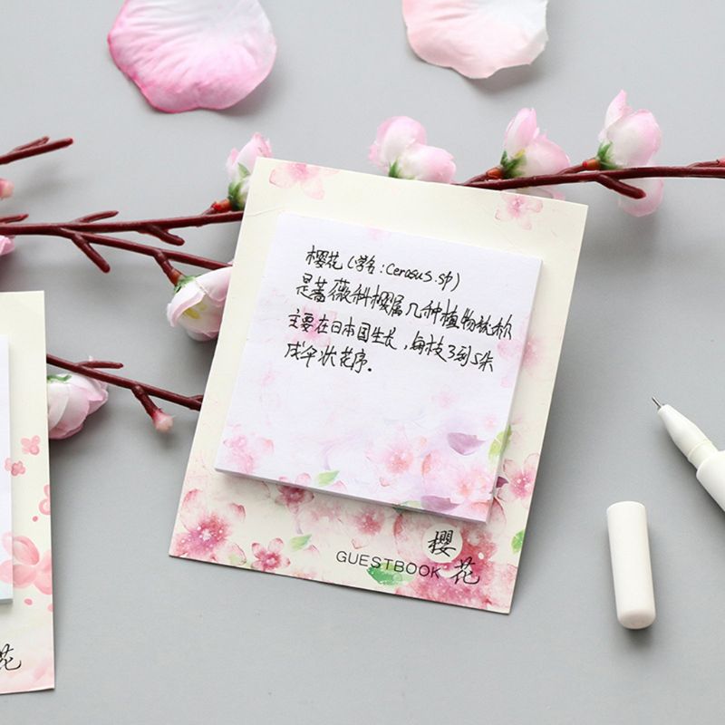 Fresh Cherry Sakura Natural Memo Pad Sticky Notes Shopping Check List School Supply Label G92E