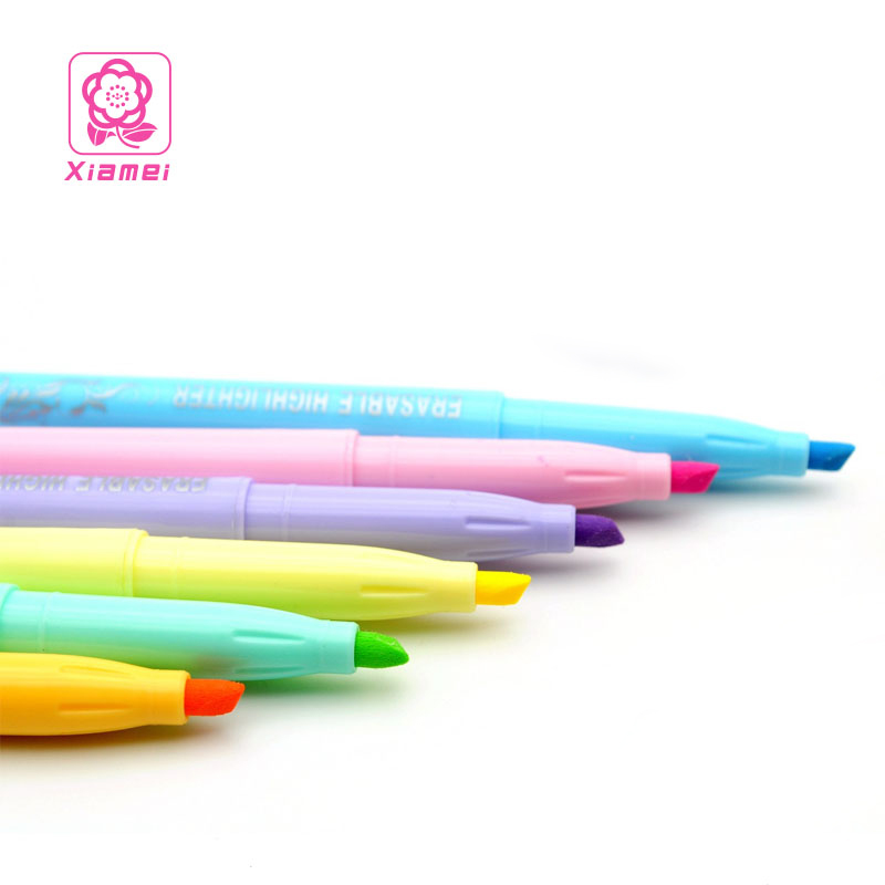 Xiamei 6pcs Erasable Marker Pen Oblique Bible Markers Student Highlighter Pen Color Markers Free Shipping