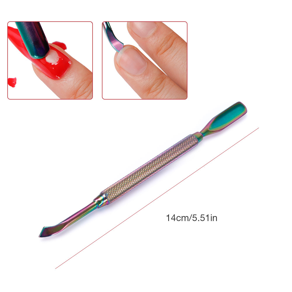 Stainless Steel Cuticle Nail Pusher Nipper Double-end Silver Tweezer Dead Skin UV Gel Polish Remover Nail File Manicure Art Tool