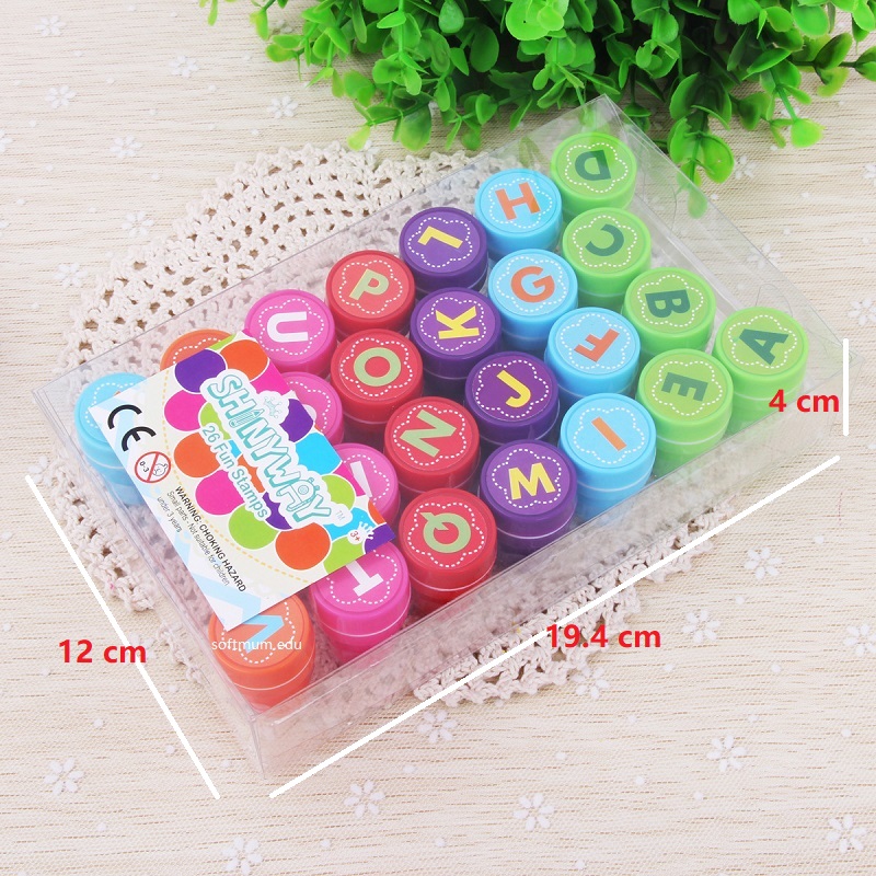 26pcs children Stamps toys English Alphabet 26 Letters Self Inking Rubber Stamper Kids DIY Seals Toy Kids English Teaching Aids