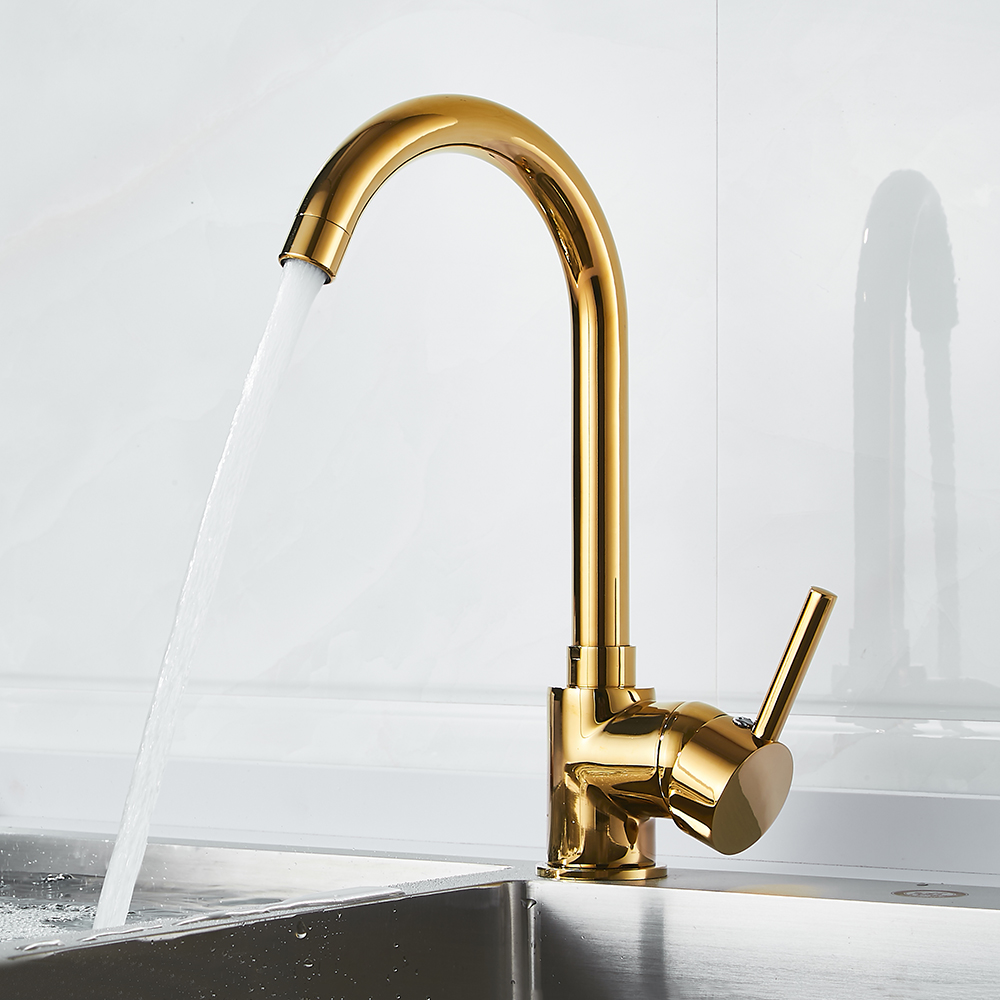 Luxury Kitchen Faucet Hot and Cold Water 360 Degree Rotation Gold Brass Brushed Mixer Tap Sink Faucet Vegetable Washing