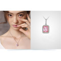Top Quality 925 Silver Jewelry Sets Pink Quartz Cubic Zircon Ring Earrings Pendant Necklace Jewelry Set Wholesale Fine Jewelry