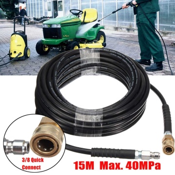 15 Meters High Pressure Washer Hose Pipe Cord Car Washer Water Cleaning Extension Hose with 3/8 Inch Quick Connector