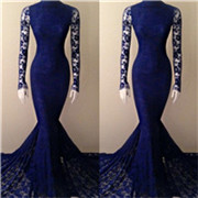 Royal-Blue-High-Neck-Long-Sleeves-Court-Train-Mermaid-Lace-Evening-Dresses-Lace-Mermaid-Party-Gowns