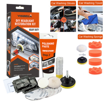 Car Headlight Polisher Restorer Polish For Headlights Restoration Kit Washer Chemical Polishing Kit Wax For Auto Headlamps