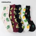[EIOISAPRA]Fresh Fruit Banana/Avocado Socks Animal Gardenias Flamingos Plumerias Scoks Women Harajuku Print Art Calcetines Mujer