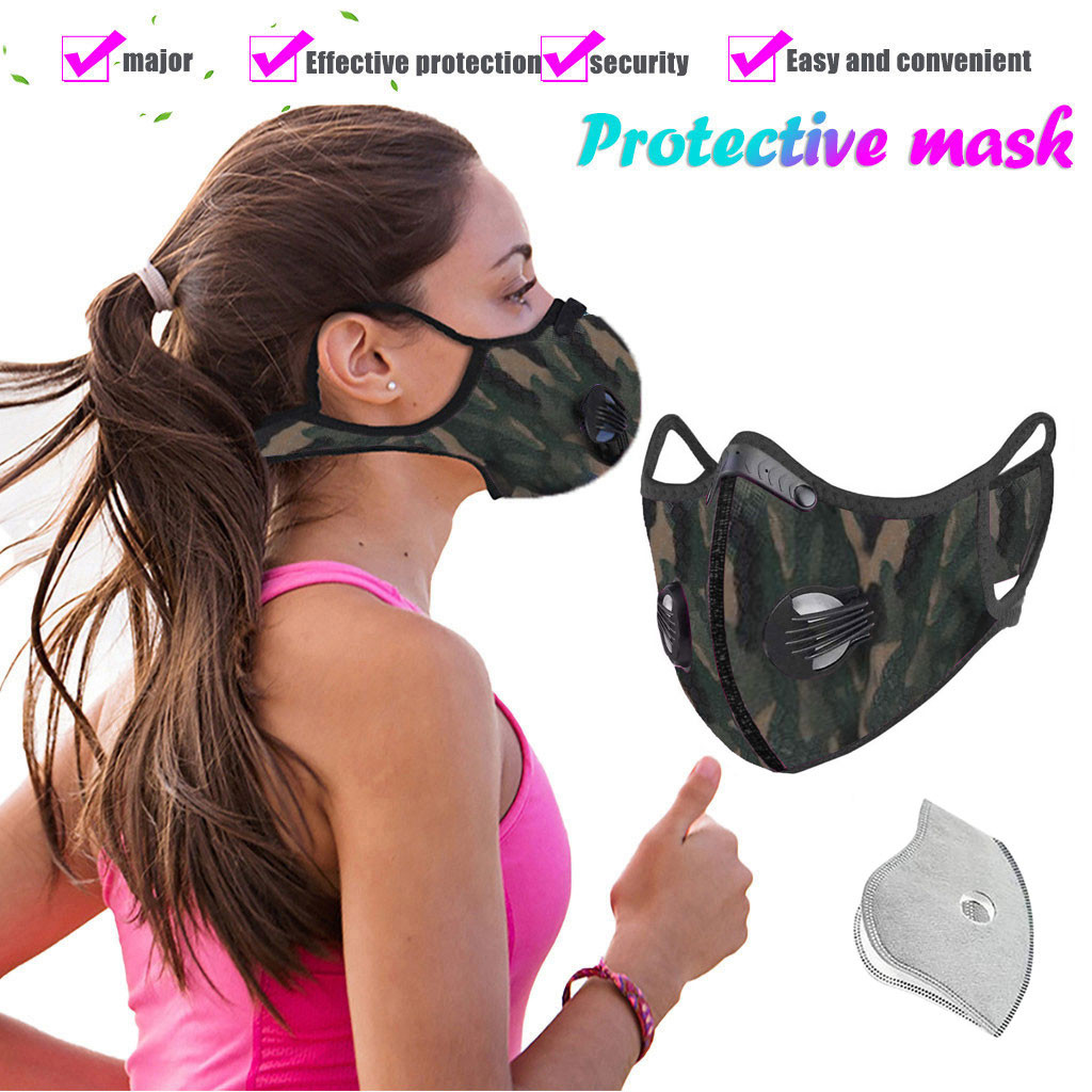 Pink Cycling Masks Women Fashion Protecion Breathable Valves Activated Carbon Filter Mask Nose Adjustable Fasemask Decoration