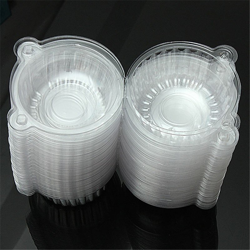 100Pcs round Clear Cupcake Muffin Cookie Food Plastic Box Holder Container Case