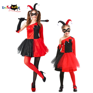 Eraspooky Hot Movie Harley Quinn Cosplay Women Halloween Costume For Kids Girls Evil Jester Tutu Dress Carnival Group Costumes