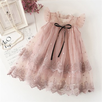 Flower Petal Princess Lace Girls Dress Summer Party Baby Girl Clothes Ball Gown Kids Dresses for Girls Clothing Size 3 5 8 Years