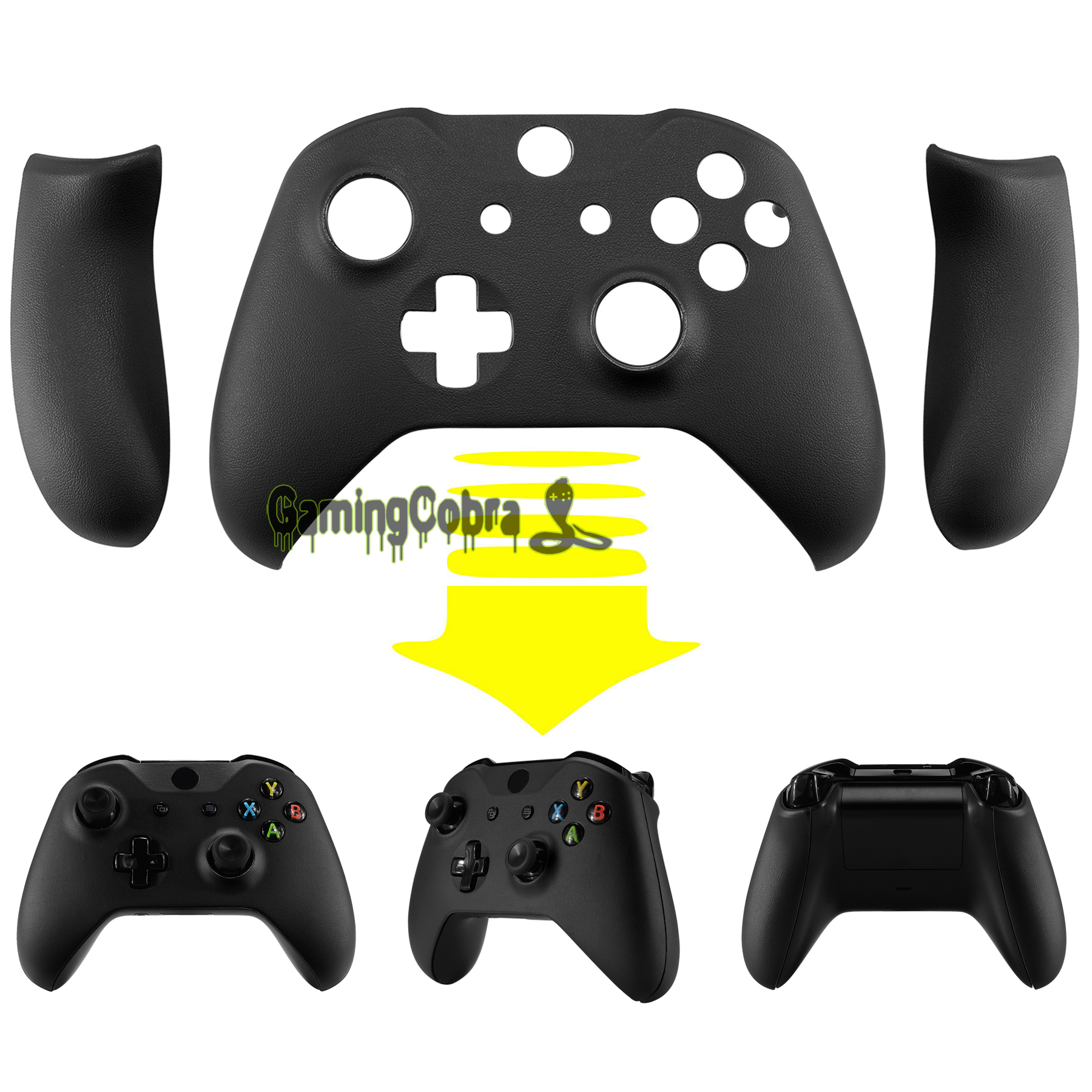 Black Luxury PU Leather Top Shell Faceplate Replacement Parts with Side Rails Panel for Xbox-One X & S Controller