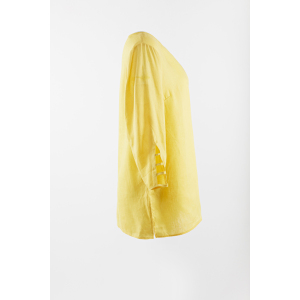 Linen solid blouse in color yellow