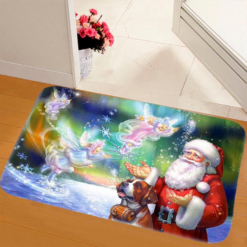 QIFU Mat Flannel Outdoor Carpet Christmas Decorations For Home Doormat Anti-Slip Bathroom Carpet Absorb Water Kitchen Mat/Rug