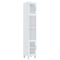 71" Elegant White Organizer Bathroom Tall Tower Storage Cabinet Large Capacity Storage Cabinet Toughened Glass Door Cabinet