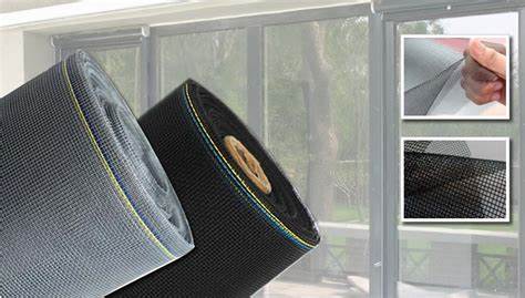 95g fiberglass window screen roll – grey PVC coated, standard weight for residential windows, ANJIA production