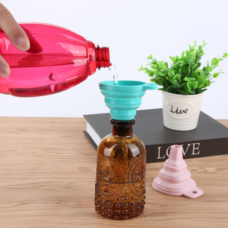 1PC Foldable Funnel Mini Portable Silicone Gel Practical Flexible Kitchen Funnel For Liquid Transfer Kitchen Cooking Accessories