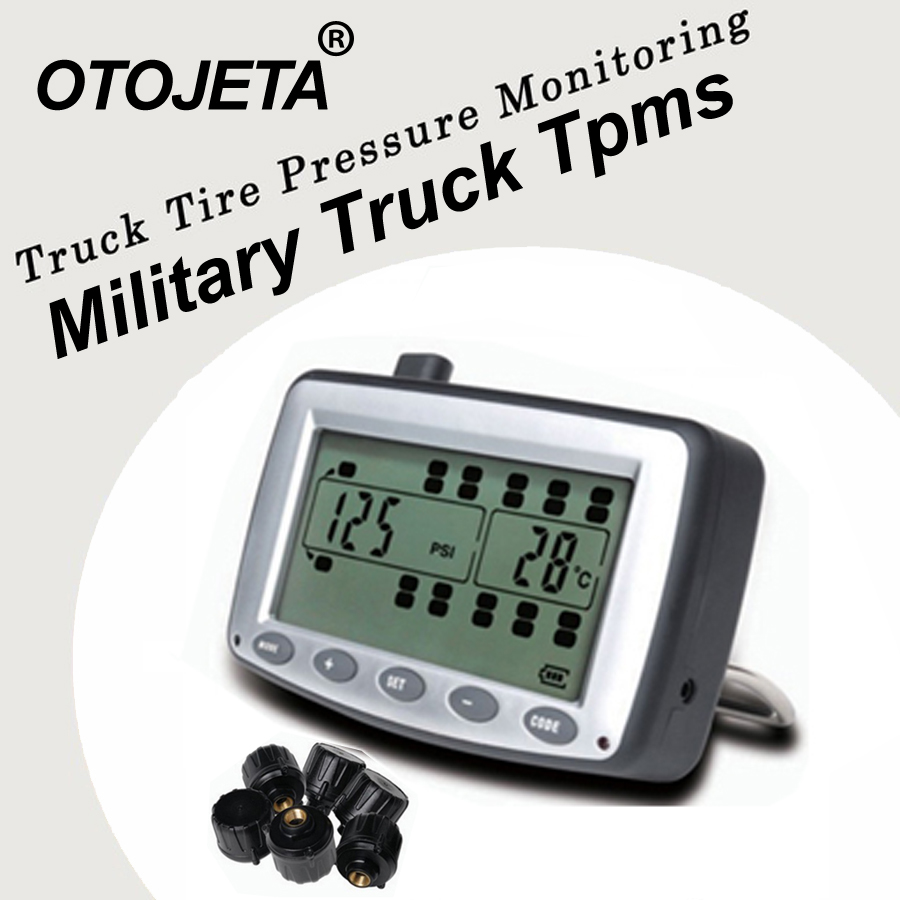 Military truck Tire Pressure Monitoring System Car TPMS 4 External Sensors for Truck Trailer,RV,Bus,Miniature passenger car
