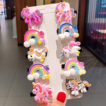 10PCS/Set New Cute Colorful Cartoon Unicorn Hairpins For Girls Headband Sweet Hair Clips Barrettes Kids Fashion Hair Accessories