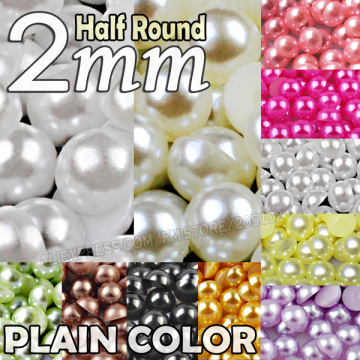 2mm 2500pcs/Lot Plain Mix Colors Half Round beads imitation ABS Flat back plastic pearls jewelry Accessory for DIY Nail Art bags