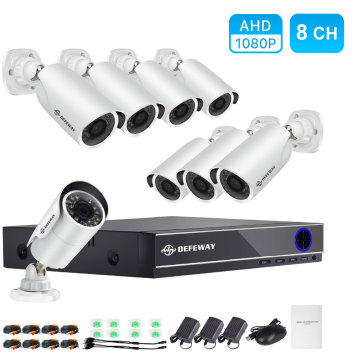 DEFEWAY 8CH DVR Kit CCTV System Recorder 8PCS 1080P Home Security Waterproof Night Vision Bullet Camera Video Surveillance Set