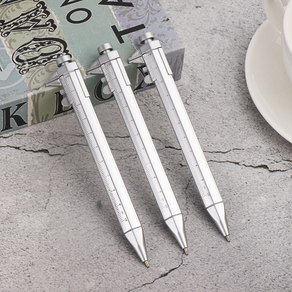 1Pcs Multi-Function 0.5mm Ballpoint Pen Vernier Caliber Roller Pen Measuring Tool Scale Ruler Pen Writing Instrument Stationery