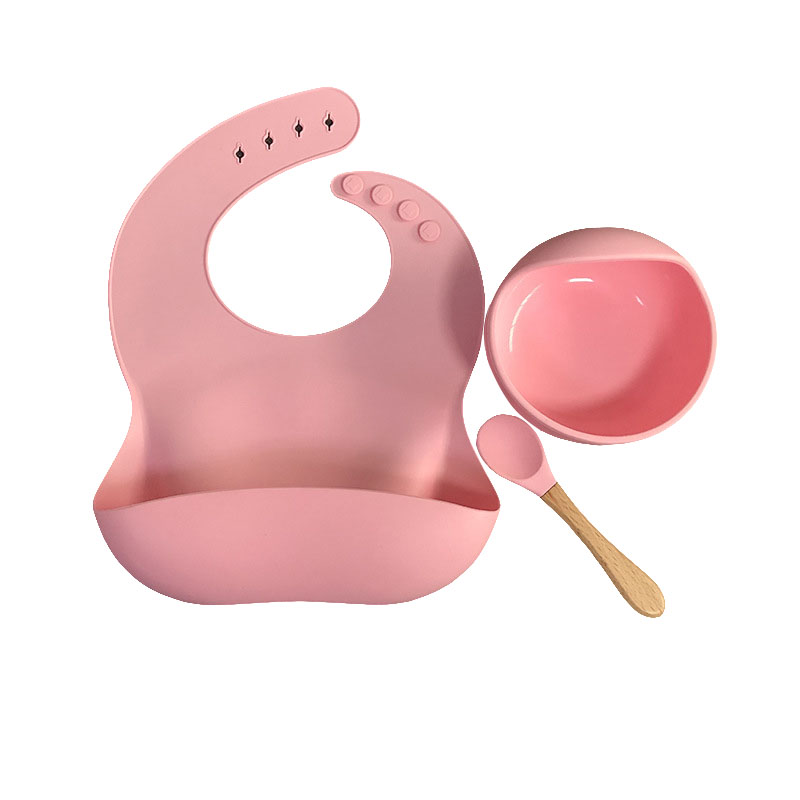 3 Pcs/Set Waterproof Soft Silicone Baby Bibs Bowls Set Solid Color Baby Feeding Stuff Kids Girls Boys Children Bib