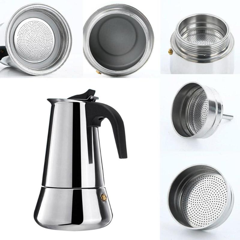100ml/200ml/300ml/450ml Espresso Coffee Maker Moka Pot Stainless Steel Electric stove Filter Percolator Coffee Brewer Kettle Pot