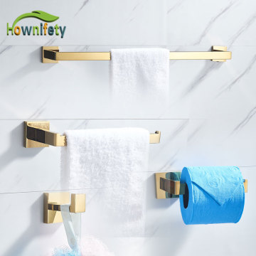 Golden Bathroom Hardware Sets Toilet Paper Holder Towel rack robe hook Bath Hardware Sets accessories Wall Mount