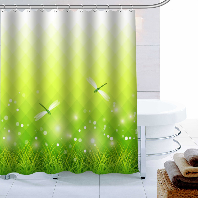 New Arrival Dragonfly Animal Shower Curtain 12 Hook Polyester Fabric 3D Printing Bathroom Curtain Waterproof Bath Curtain Decor