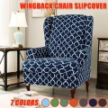 Wing Back Chair Cover Spandex Stretch Slipcovers For Office Chairs Stylish 2 Piece Set With Elastic Band