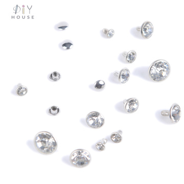 30-100Sets 5-11.2mm Silver Crystal Trim Rhinestone Garment Rivets Diamante Stud DIY Crafts Leather Decor Spikes Glass Drill Nail