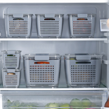 Multifunctional Double Drain Basket Washing Kitchen Refrigerator Strainer Kitchen Containers Vegetable Crisper Fruit Storage