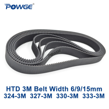 POWGE HTD 3M Timing belt C= 324 327 330 333 width 6/9/15mm Teeth 108 108 110 111 HTD3M synchronous 324-3M 327-3M 330-3M 333-3M