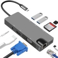 9 in 1 USB C HUB, Docking Station with USB3.0X2 + SD/TF + VGA + HDMI + o + RJ45 + PD for PC Laptop