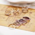 European and American new ring creative retro simple multi-layer opening cross twist ring set 8 pieces