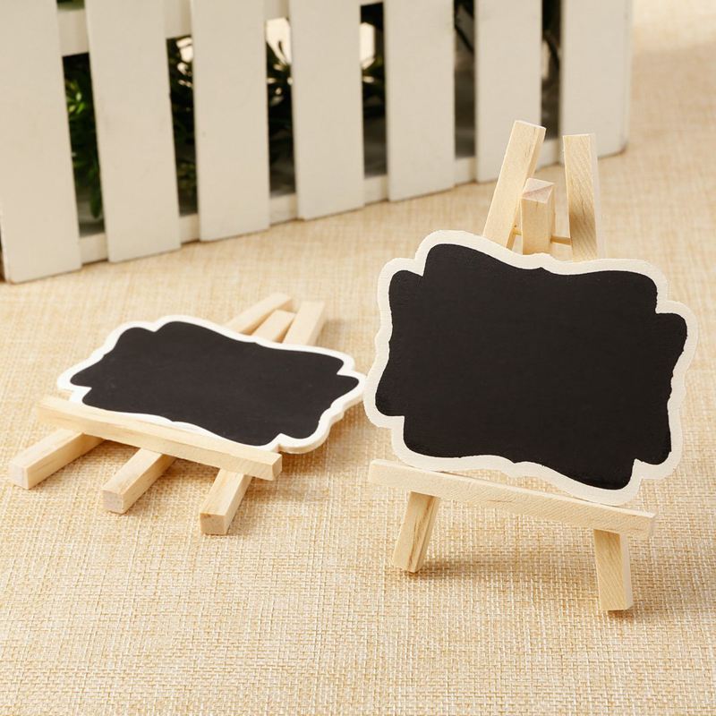 24 PCS Mini Wooden Blackboard Message Rectangular Slate Board Cards memo label Signs Price Digit Table