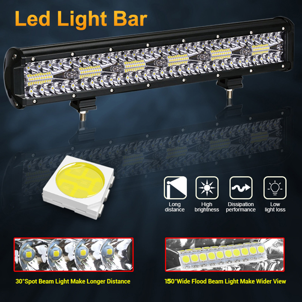 NLpearl 3-Row Combo LED Bar Offroad 4-20" Spot Flood 12V 24V LED Light Bar for Car Boat Truck Suv 4x4 Tractor Atv LED Work Light