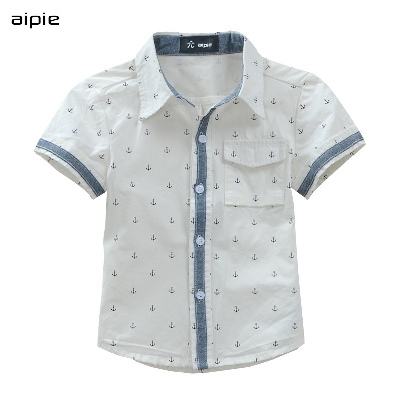 New Summer Children shirts Printing Anchor pattern Cotton 100% Short-sleeved Boy's shirts Fit for 3-14 Years kids shirts