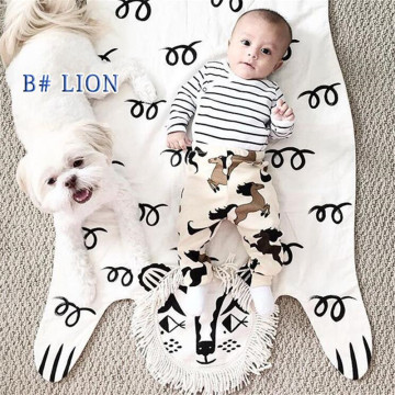 Nordic Style Cartoon Lion Tiger Bear Animals Blanket Kids Baby Quilted Play Mats For Newborn Carpet Rug Infant Room Decor Pad