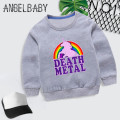 Boys Girls Sweatshirt Kids Rainbow Unicorn Death Metal Cartoon Hoodies Children Autumn Tops Baby Cotton Clothes,KYT2164