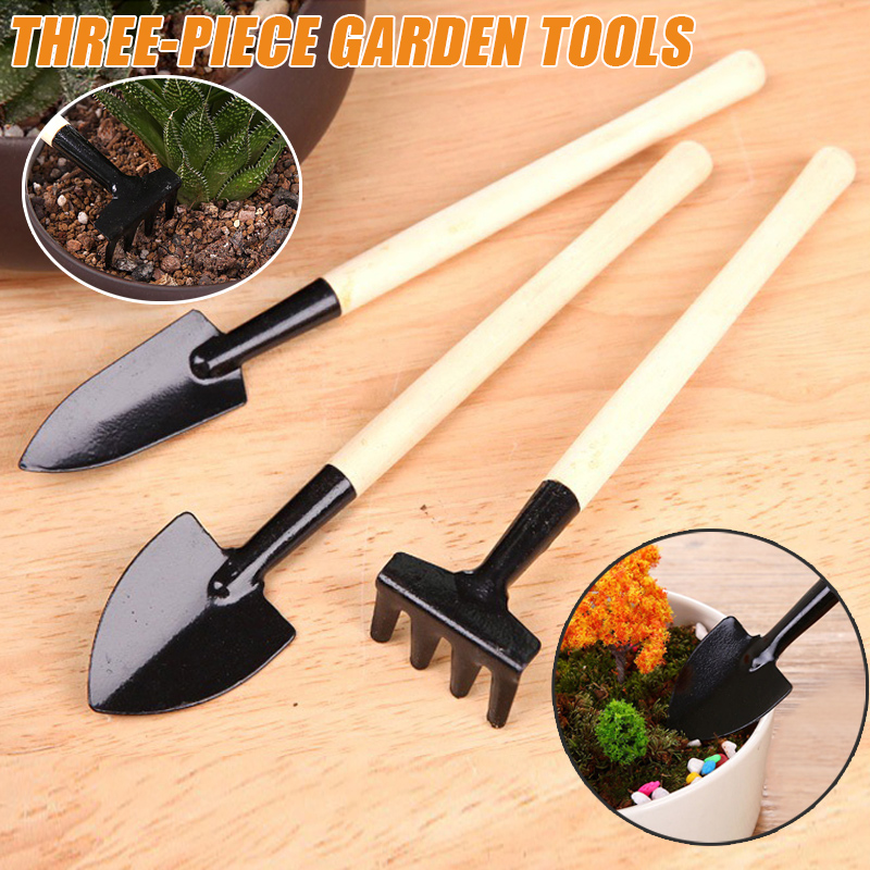 3 Pcs Gardening Tools Set Shovel Rake Spade Hand Tools Cultivated for Garden PI669