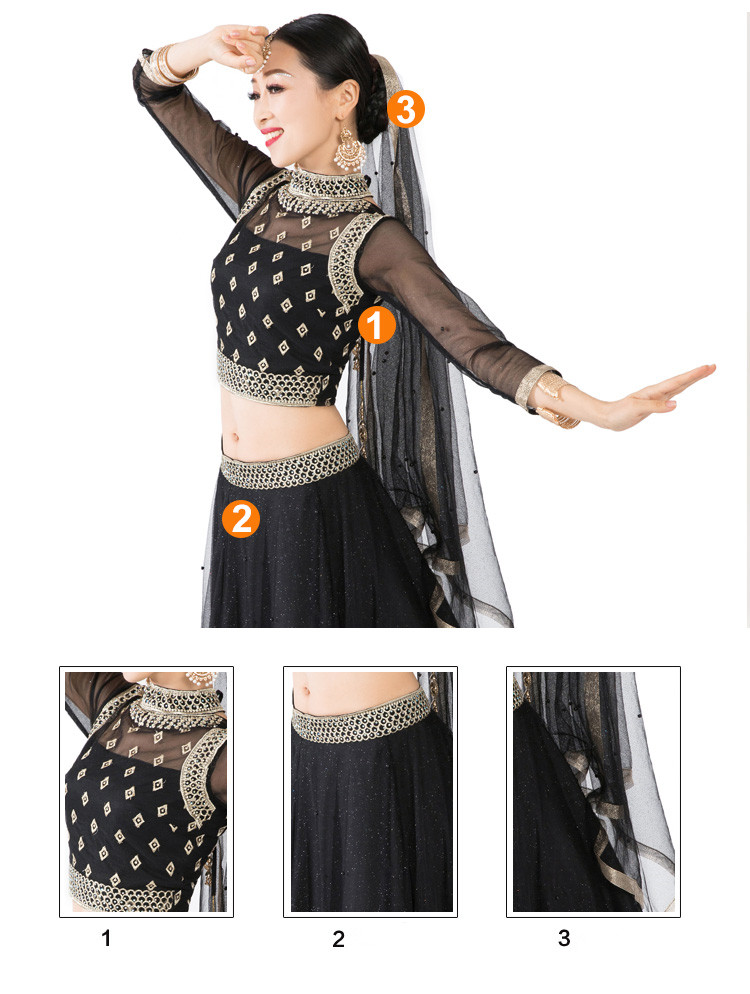 New India Clothing Sarees For Woman Lehenga Choli Belly Dancing Dress Nepal Pakistan Hand-made Embroideried Lady Three Pieces