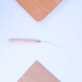 1PC Needle Threader Micro Rings Beads Loop Wooden Handle Hair Extension Hook Pulling Tool High Quality