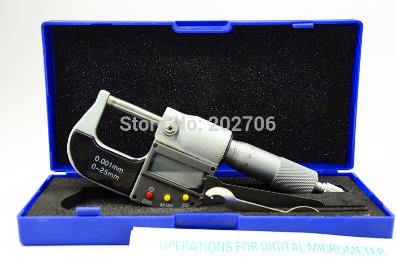 Brand Digital Micrometer 0-25mm 0.001mm Metric/Inch Electronic Outside Micrometro Carbide Tip