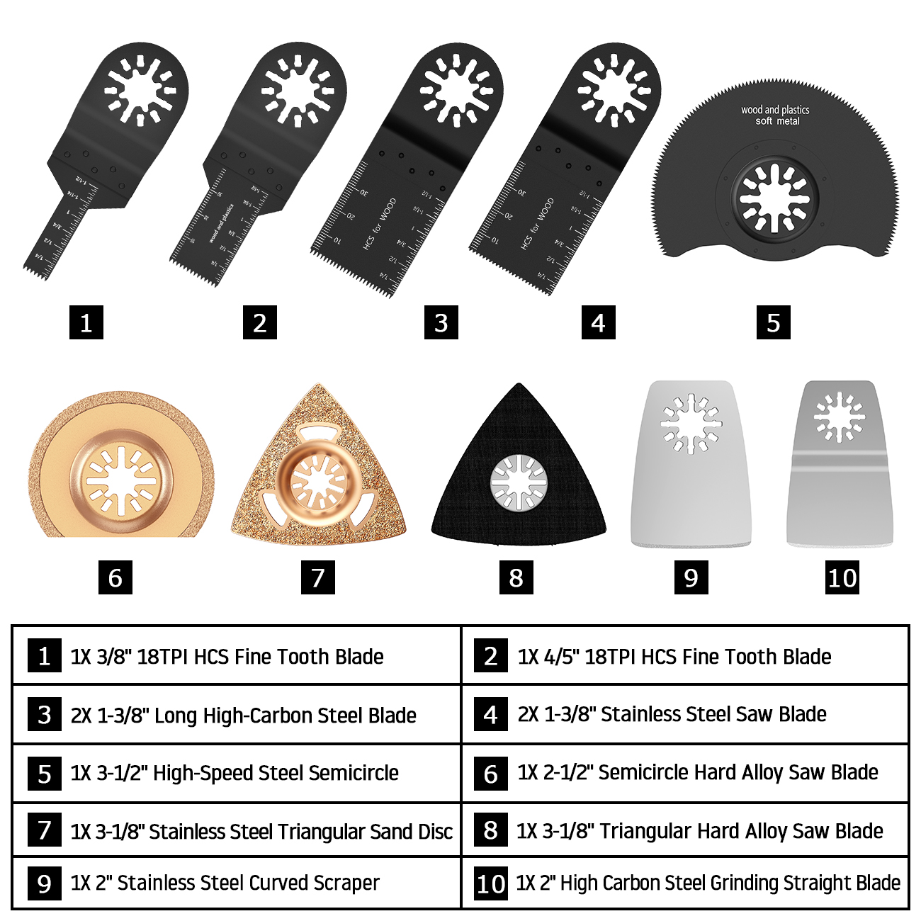 34Pcs High Carbon Steel Vibration Saw Blade Combination Oscillating Accessories Multifunction Electric for Fein Power Tool