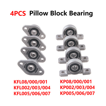 Lead Screw Ball Bearing Pillow Block Mounted Support Diameter 8mm to 30mm Bore KFL08 KFL000 KFL001 KFL002 4Pcs