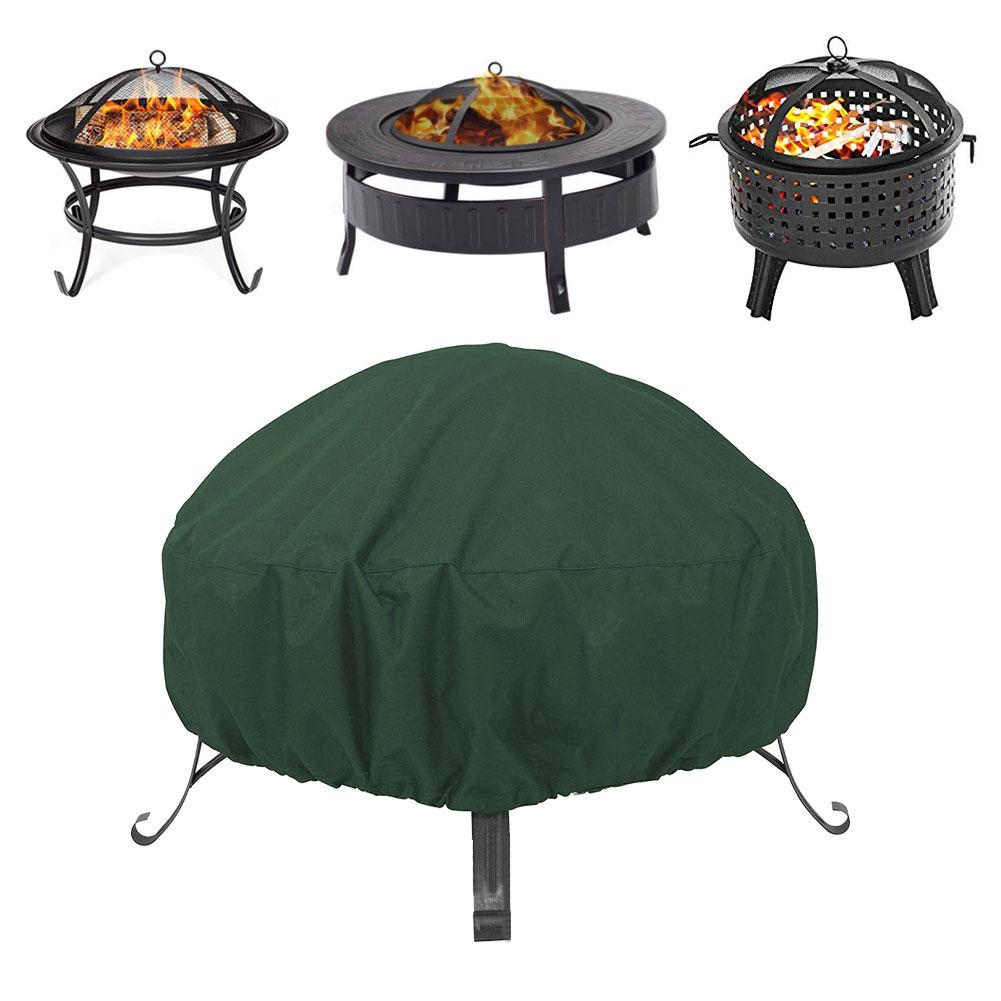 Fire Pit Cover Polyester Protective Case For Rain Frost Dirt Protection Outdoor Garden Yard Round Canopy Furniture Covers